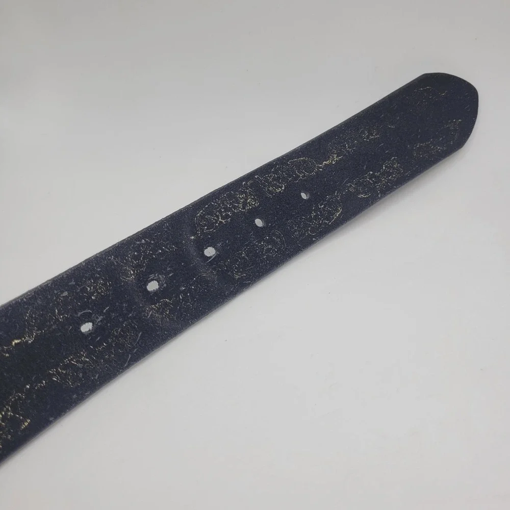 Vintage Gap Belt Small Black Suede Leather Gold Metallic Floral Antique Boho